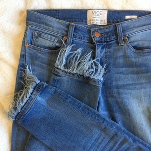 Revice Denim Fringe Crop, Size 28, Frayed Hem